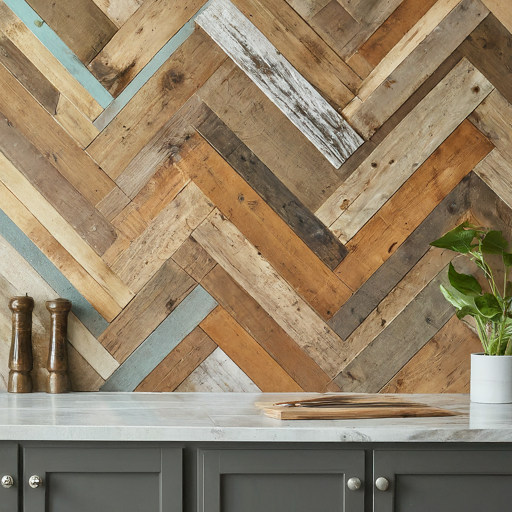 DIY Kitchen Wood Backsplash